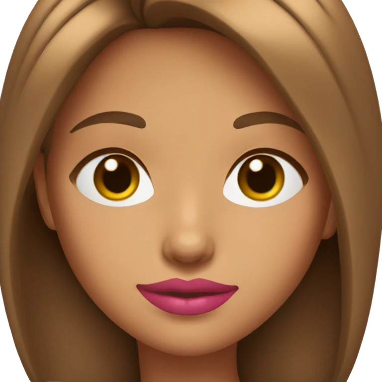 a tanned girl with brown medium hair and pink-ish lips emoji