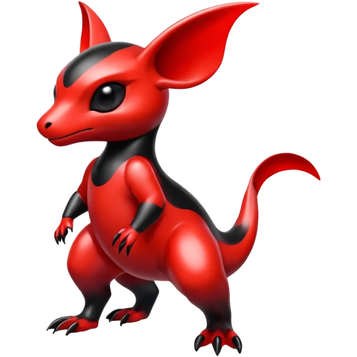 Shiny Red And Black Colorful Fakémon-hybrid-creature (full body)  emoji