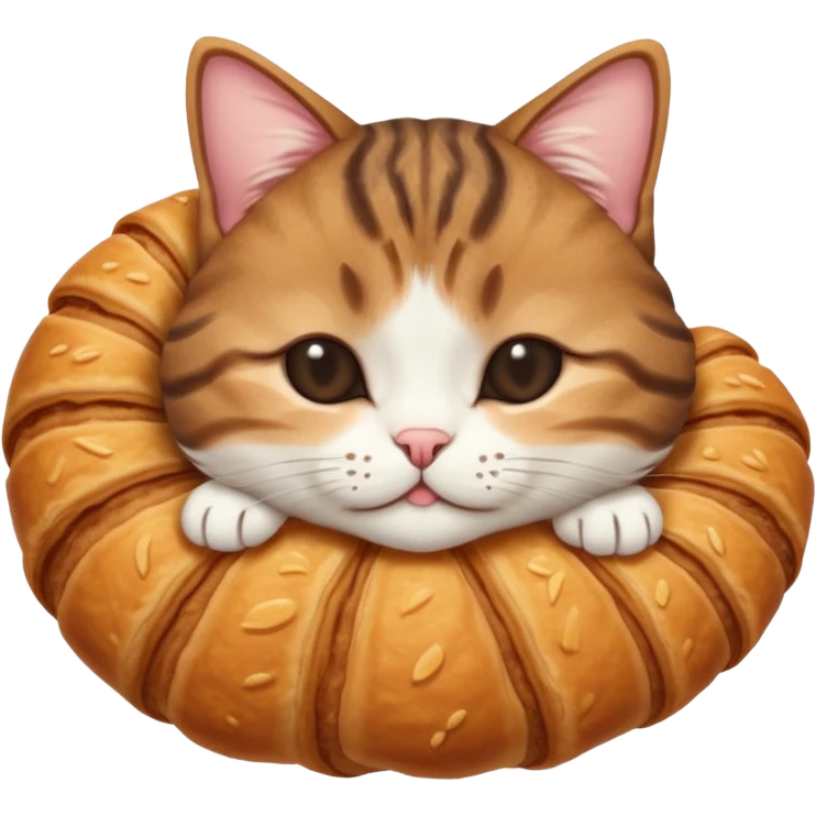 dark brown tabby and white cat in crossaint position upside down with eyes closed emoji