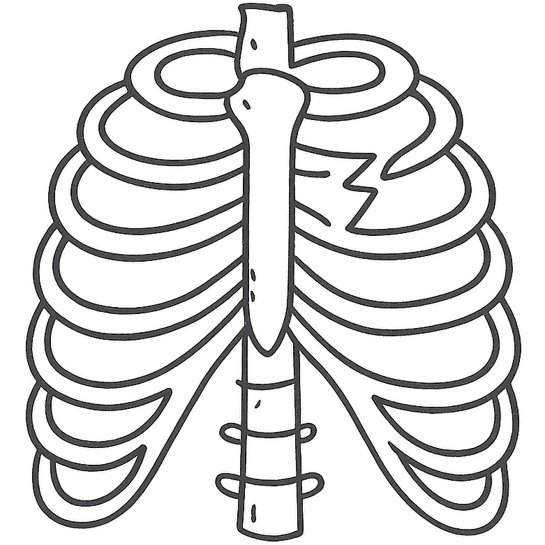 hand drawn outline of a broken ribcage emoji