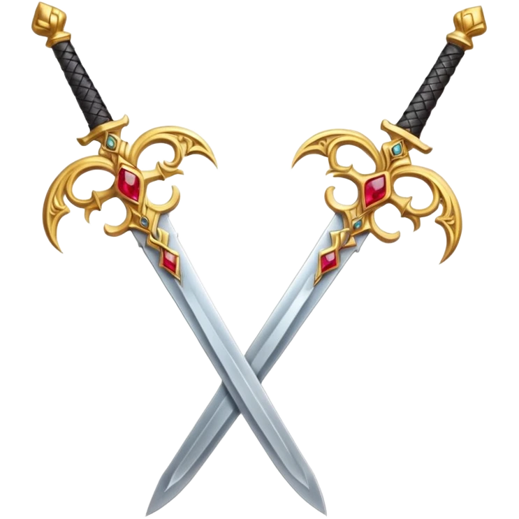 Two golden fiery royal crossed swords emoji