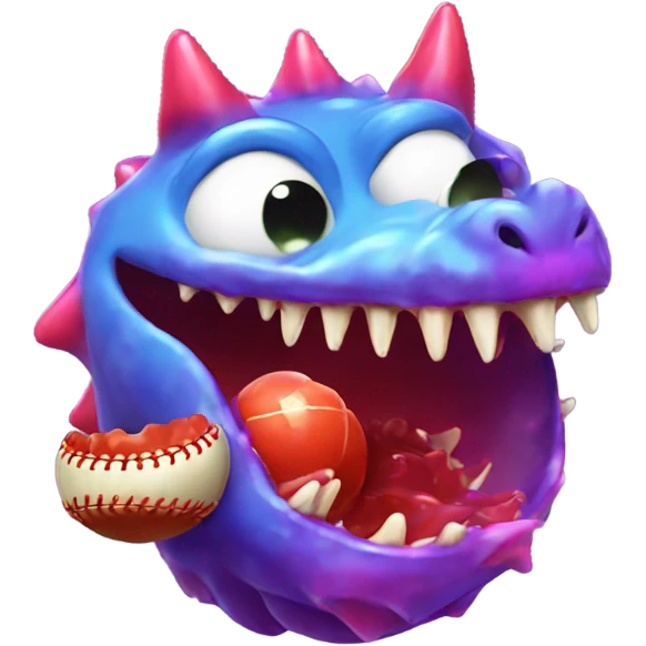Jelly dragon eating a baseball emoji