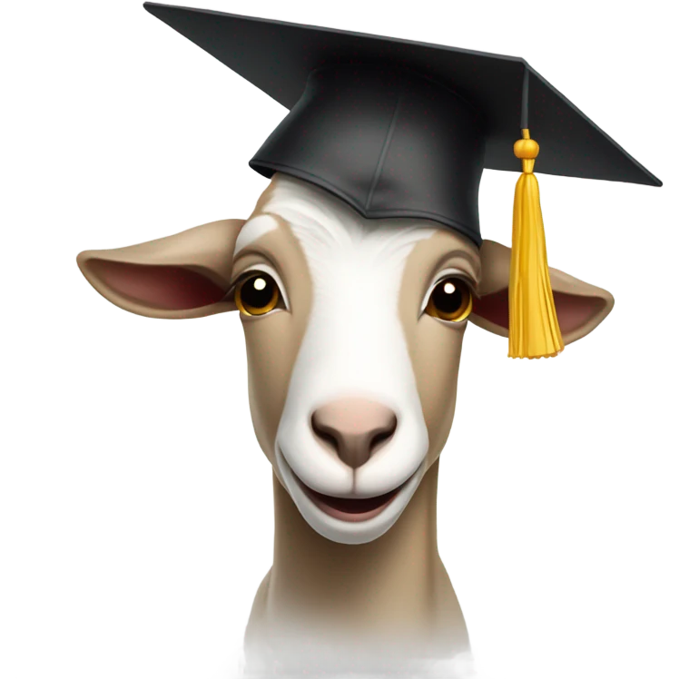 smirking goat wearing graduation hat emoji