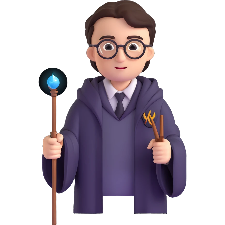 Harry Potter with glasses and wand emoji