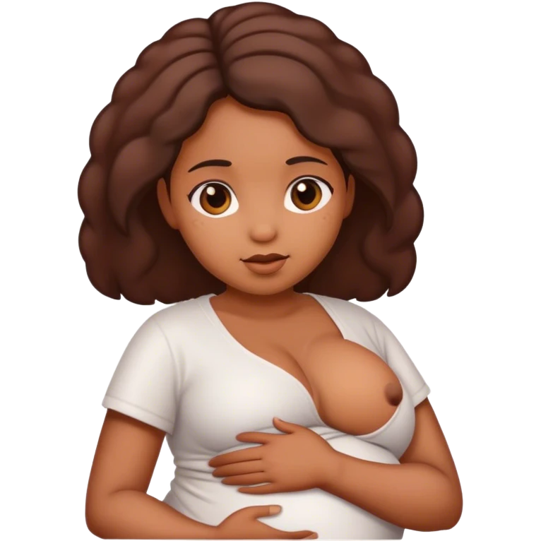Pregnant brown woman with aids emoji