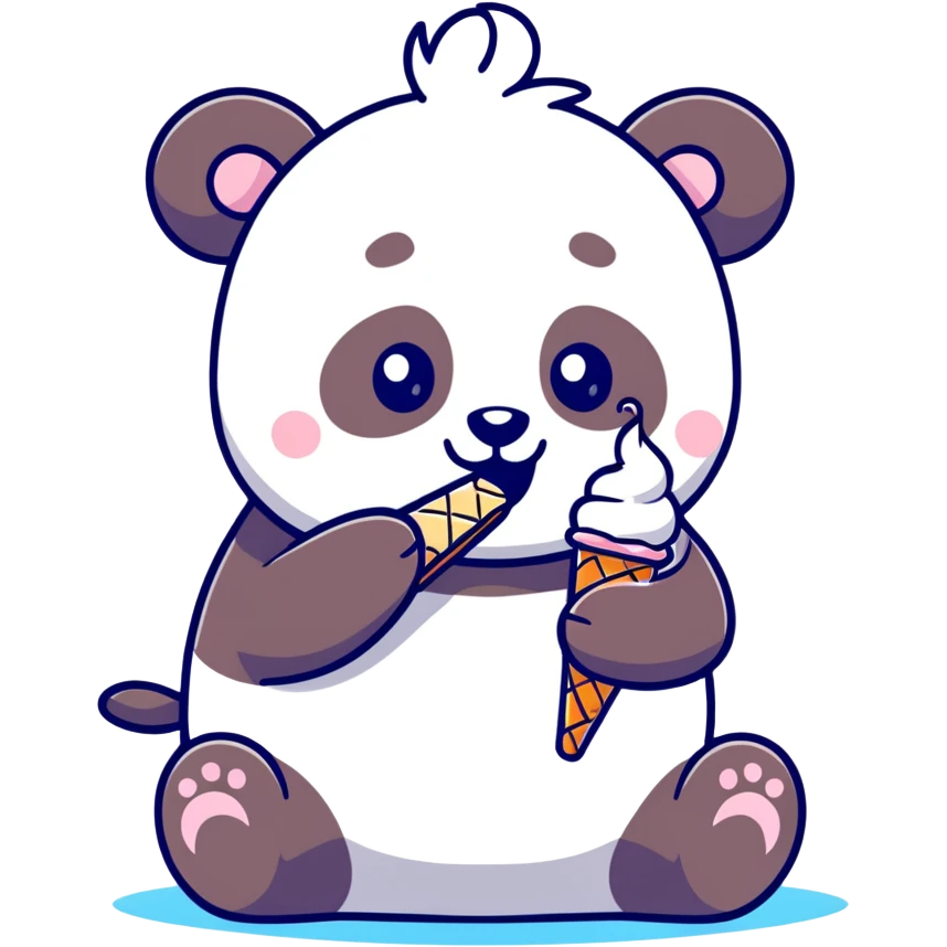 Panda eating ice cream emoji
