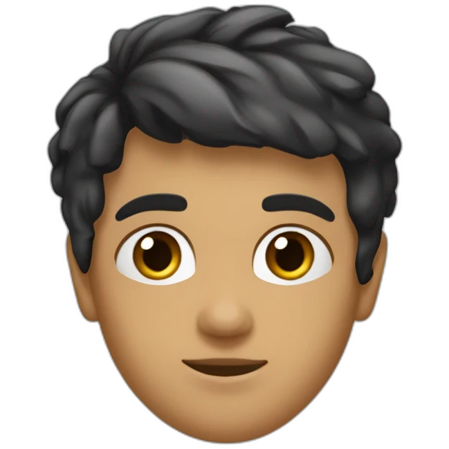 Garçon cheveux noirs court lisse yeux bruns foncés peau blanchr emoji