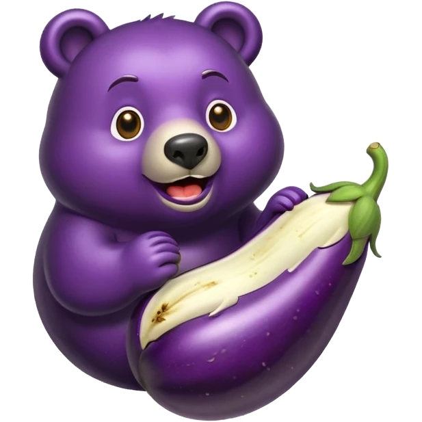 Bear eating an eggplant  emoji