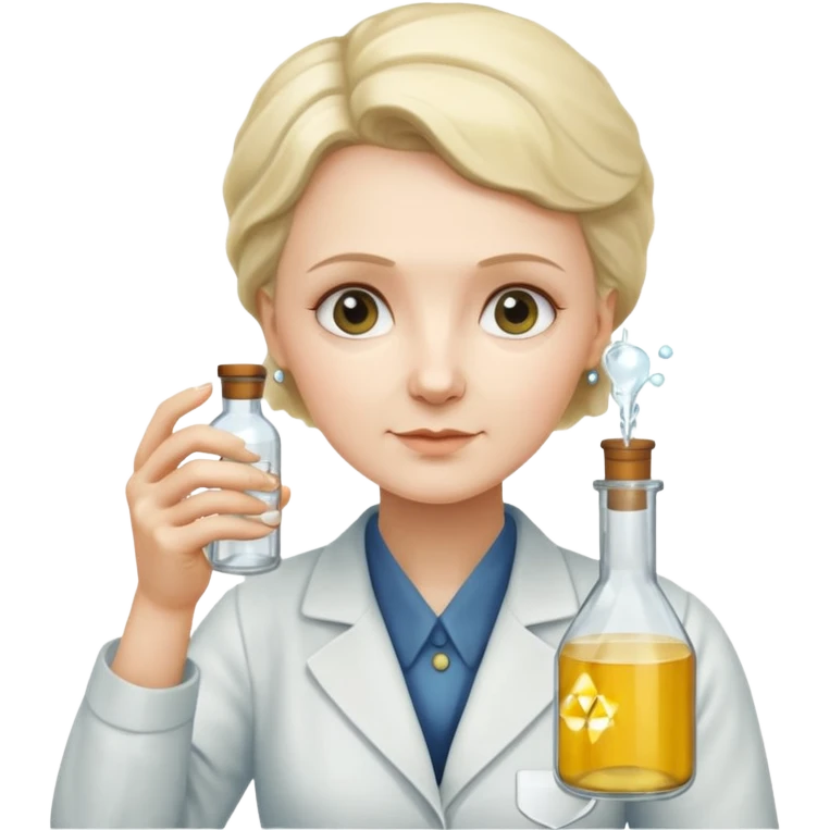 Marie Curie hold experimental bottle emoji