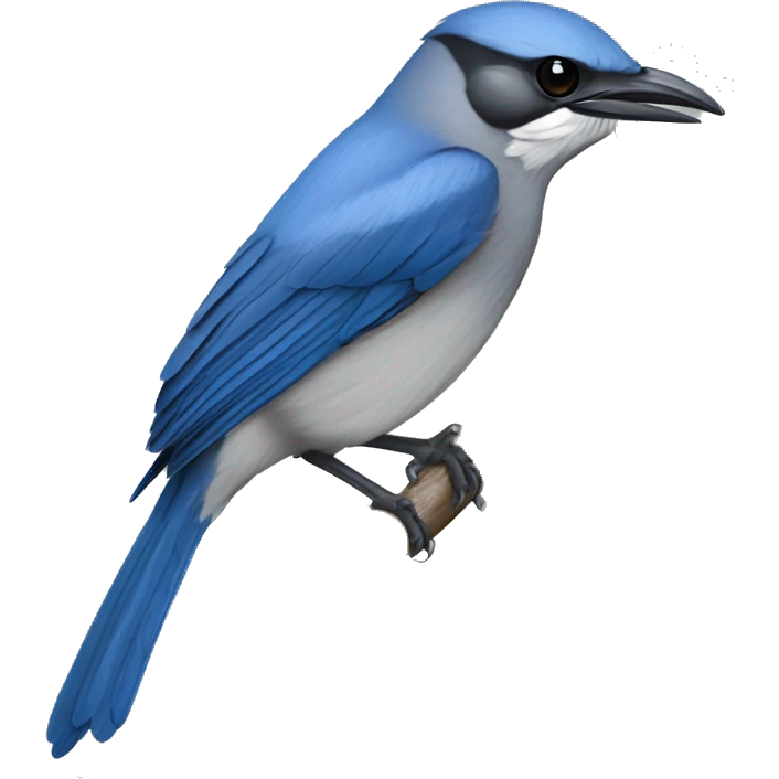 A California scrub jay with its beak open as if singing emoji