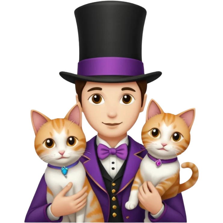 magician couple and their pet cat emoji