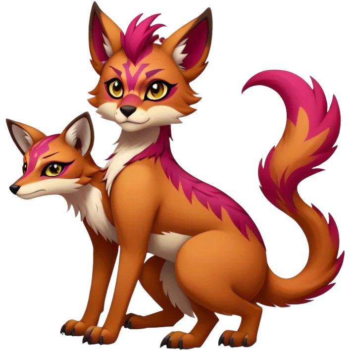 Vibrant dark edgy badass cool Falvie-Fionbri-creature-fursona, full body, with random markings emoji
