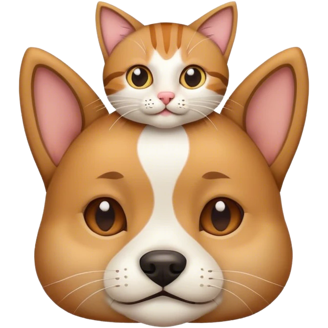 Hund mit einer Katze auf dem Kopf emoji