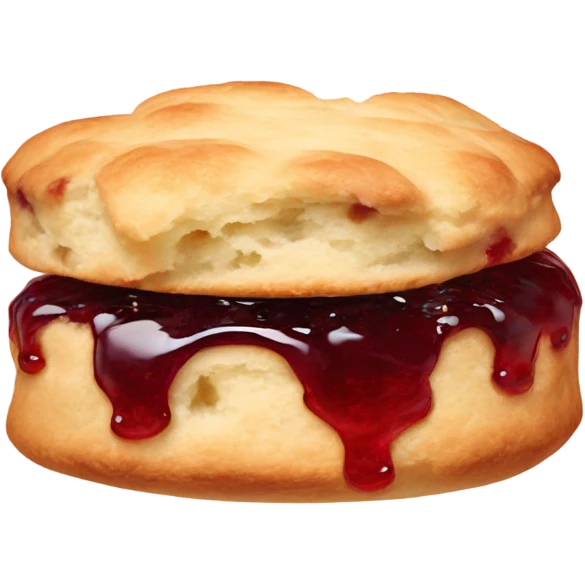 fluffy scone cut open with jam in it emoji