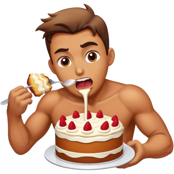 Man eating big cake aggressively  emoji