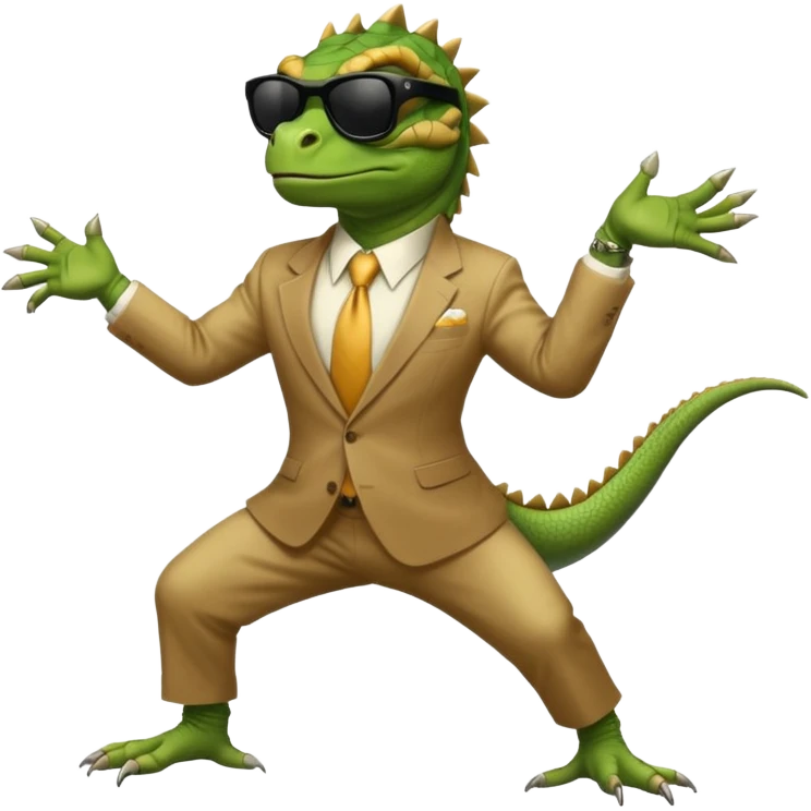 capitalist iguana banker godfather with black sunglasses breakdance emoji