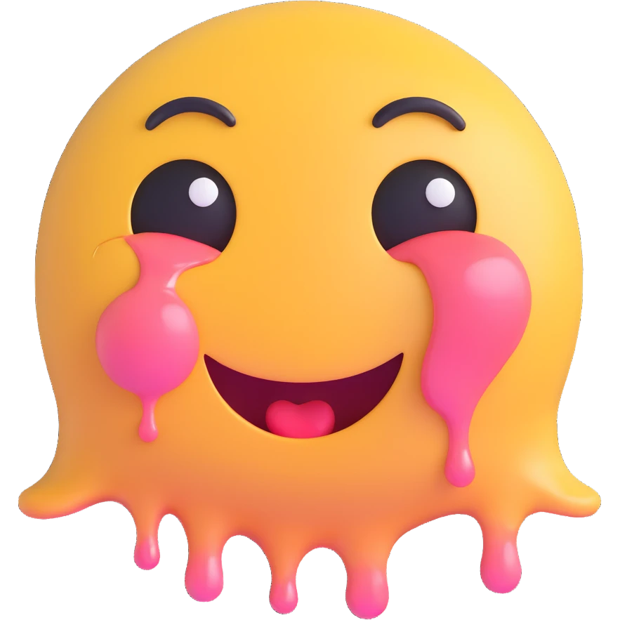 a melting smiley face with blushing cheeks and heart eyes, smitten and romantic emoji