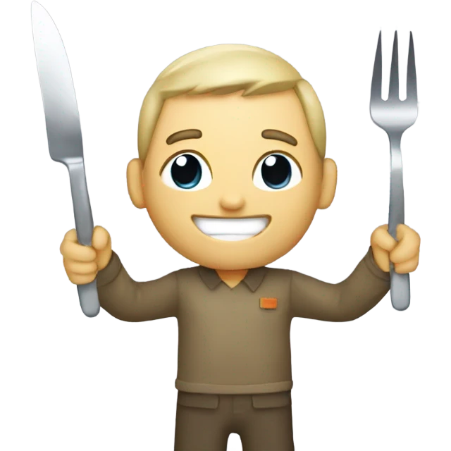Terex holding a knife and fork  emoji