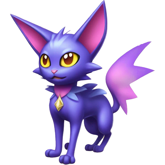 Shiny Kawaii Litten-Noibat-Skitty-Espeon-fusion-hybrid full body emoji