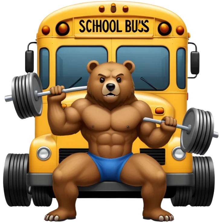 bear bench pressing a school bus  emoji
