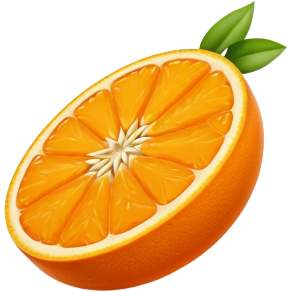 small oval citrus fruit with smooth glossy orange skin, whole and halved to show juicy segments and tiny seeds, firm slightly dimpled texture, miniature scale, no leaves or extras, soft lighting, subtle shadows, emoji scale emoji
