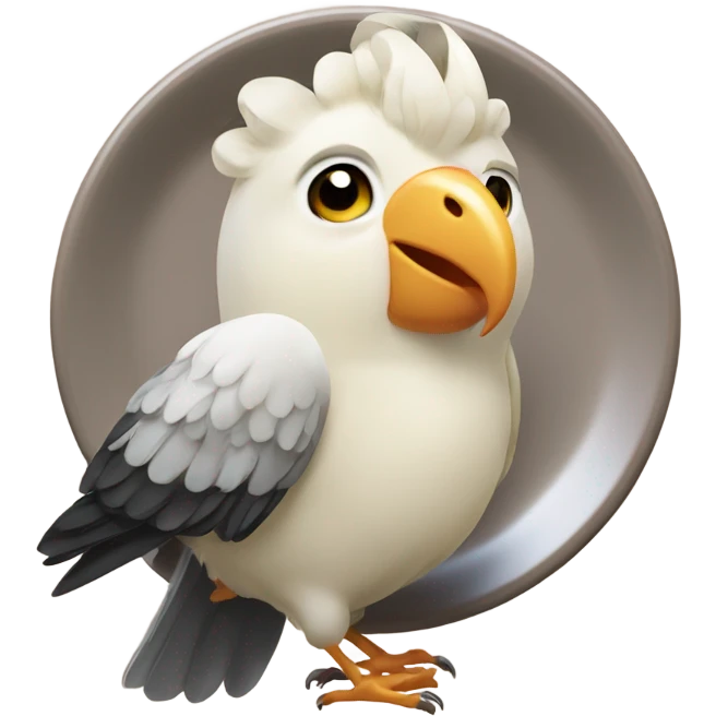 cockatiel holding plate with steak emoji