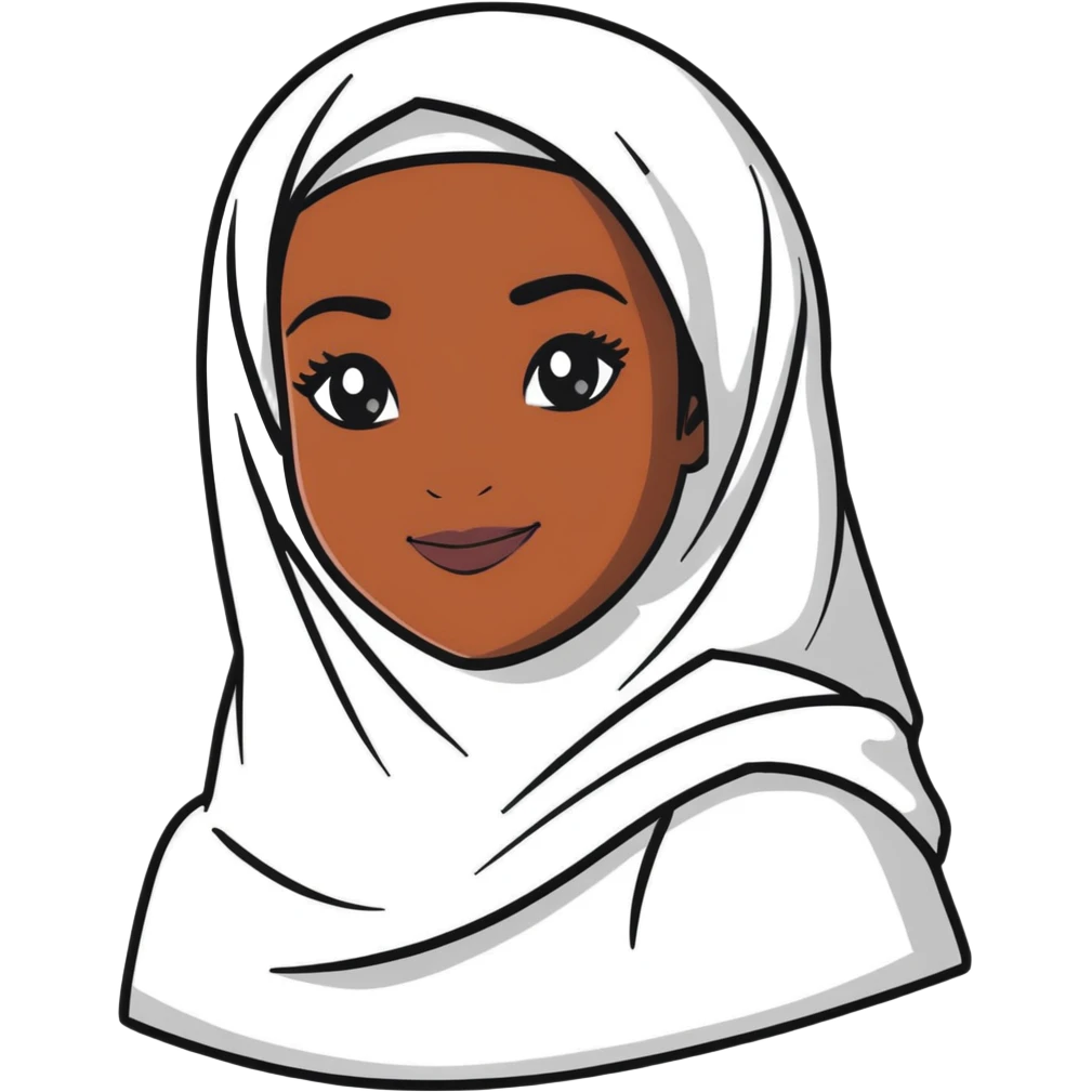 femme noire voilée, yeux lumineux, sourire subtil emoji