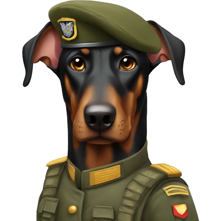 Doberman soldier emoji