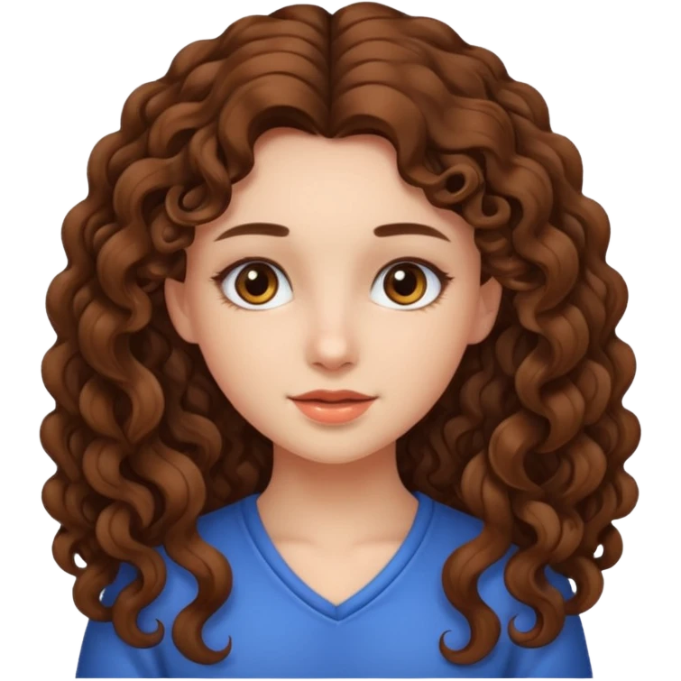 crée moi une jeune fille très belle avec les cheveux bouclés long brune emoji