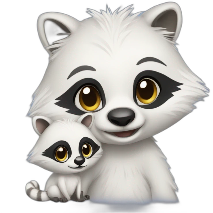 white racoon with racoon emoji