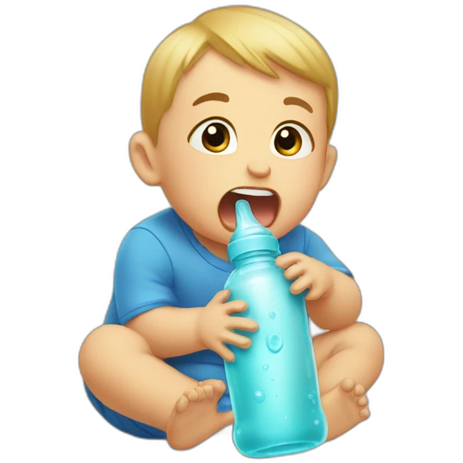 Baby bites bottle emoji