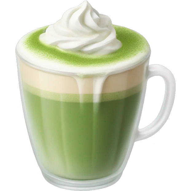 Matcha latte with whipped cream emoji