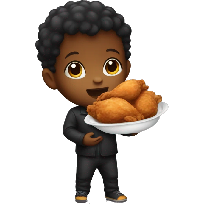 dark baby holding fried chicken emoji