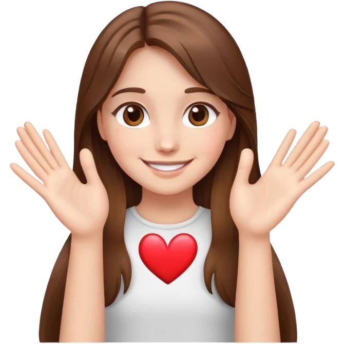 Brown haired girl brown eyes long hair 🥹 making this emoji with hands heart🫶🏻 emoji