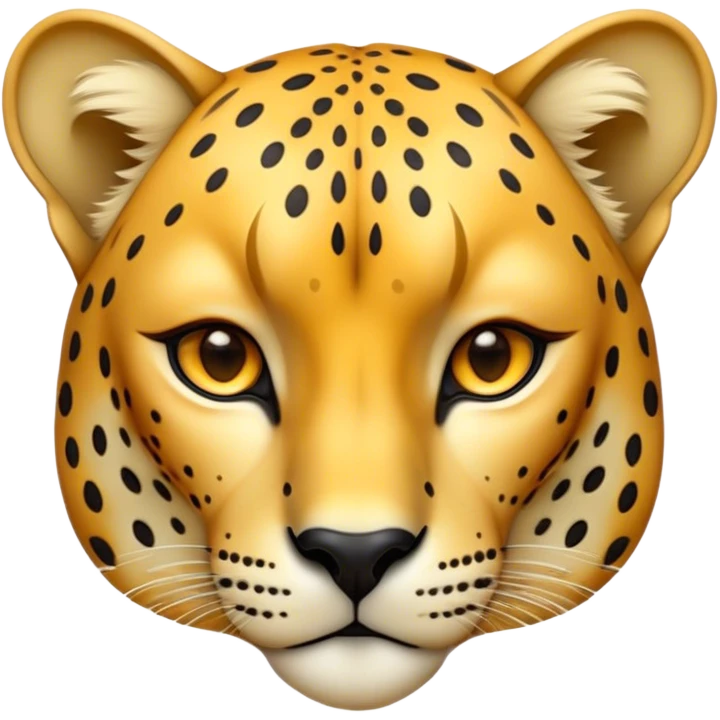Cinematic Noble Cheetah Portrait Emoji, Poised and regal, with a lean, muscular build and a sleek, spotted Fur of golden hues, deep-set soulful amber eyes, Simplified yet sharp and sophisticated features, highly detailed, glowing with a warm, dignified glow, high shine, intelligent and swift, stylized with an air of wild elegance, focused and attentive, soft glowing outline, capturing the essence of a watchful and confident predator, so majestic it feels as though it could sprint out of the screen with effortless authority! emoji