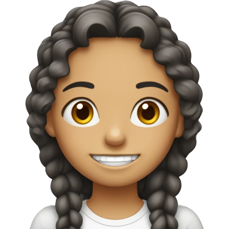 menina careca rindo enquanto escova os dente emoji