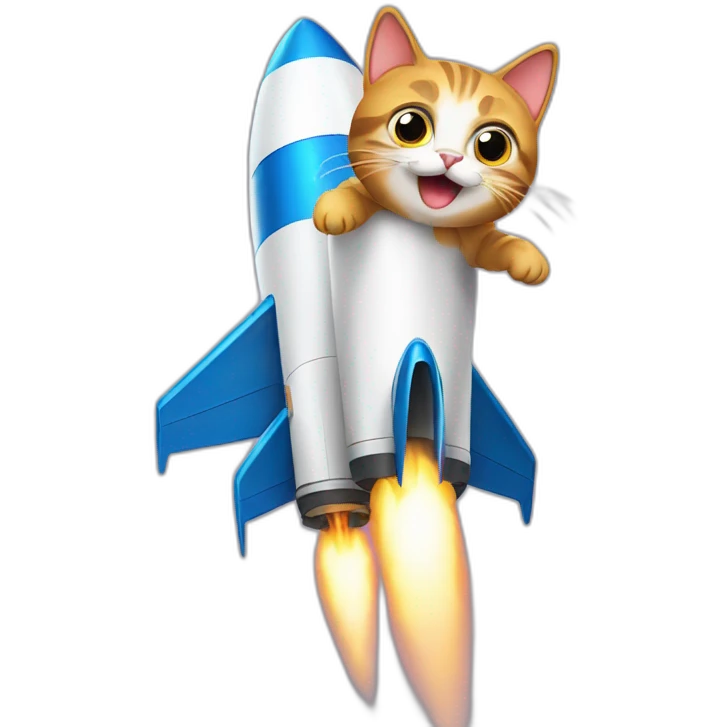 cat on rocket emoji