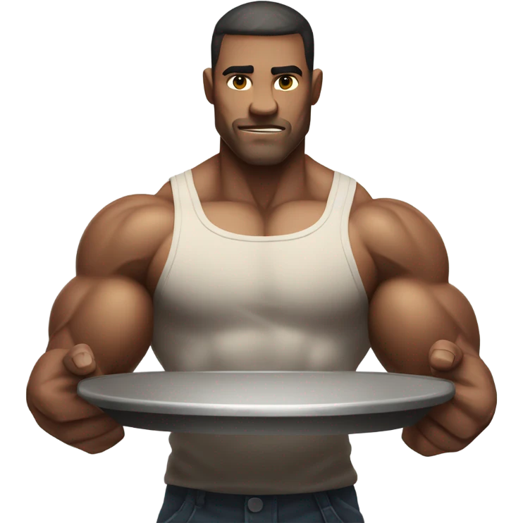 muscle flex holding plate, no body just arms emoji