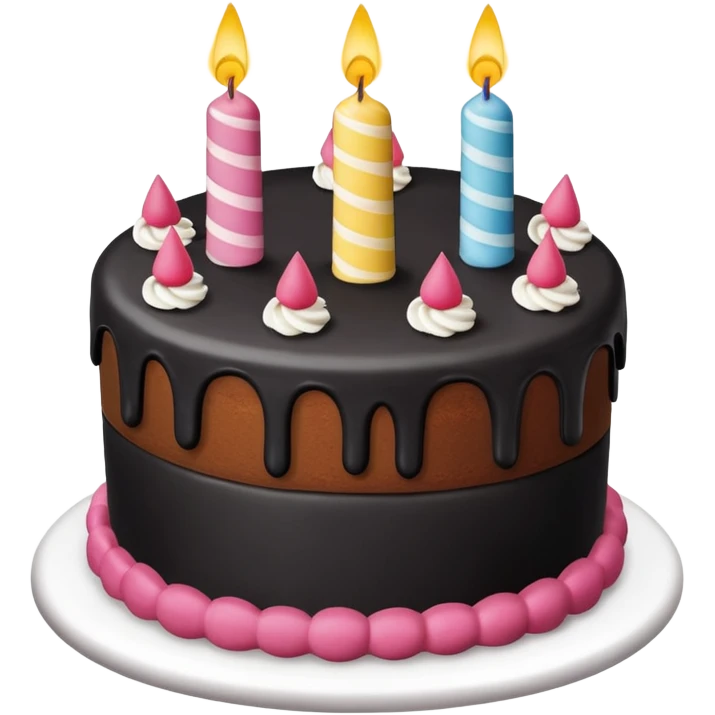 birthday cake with black icing and decorations, no text emoji