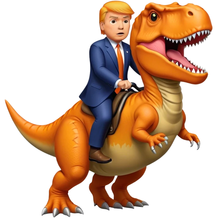 Donald Trump riding t-rex emoji