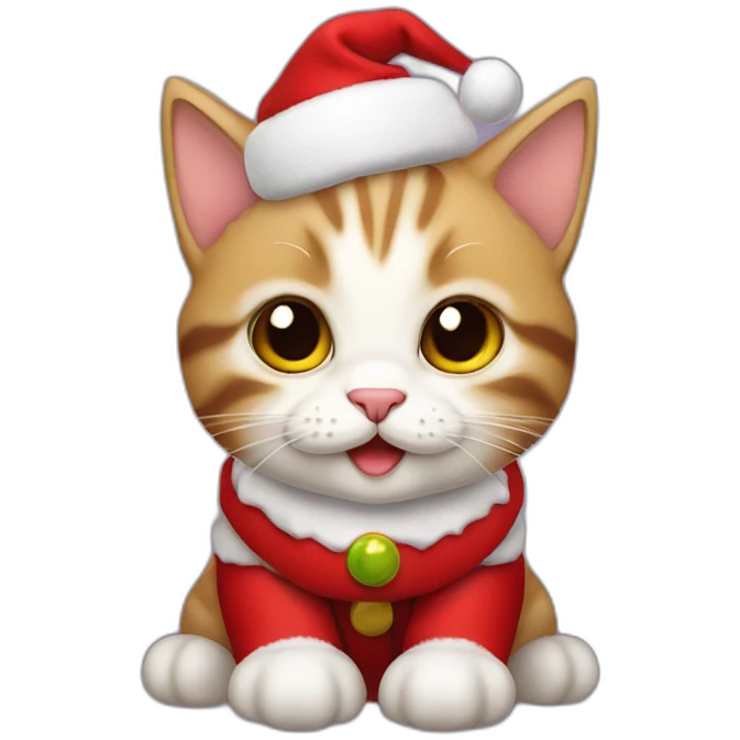Very cute kitten Santa Claus emoji