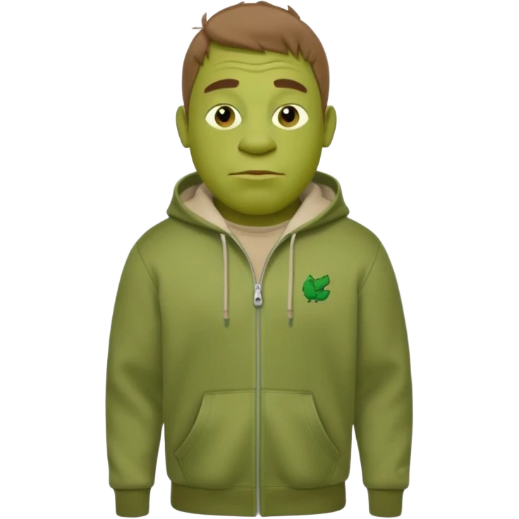 Shrek en tn avec une cagoule un jogging Lacoste avec un pull CP company emoji