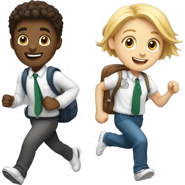 A white student and a white classmate running at school emoji