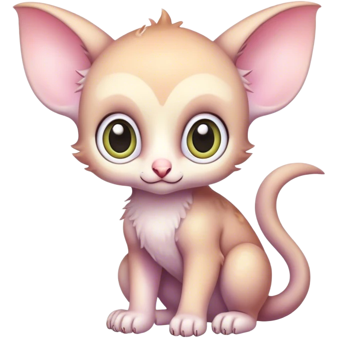 Adorable colorful baby pastel edgy animal-hybrid, full body, big Eyes emoji