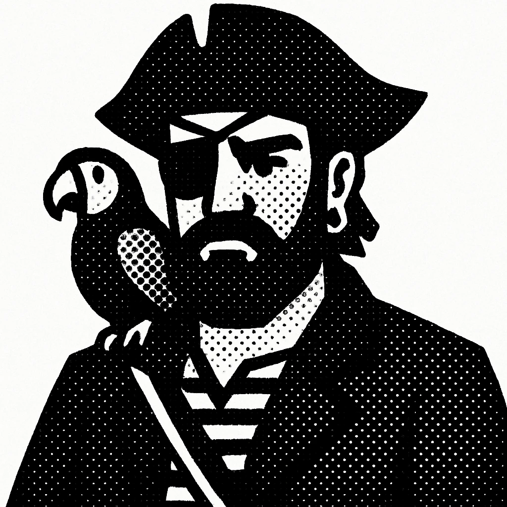 pirate with eye patch and parrot emoji