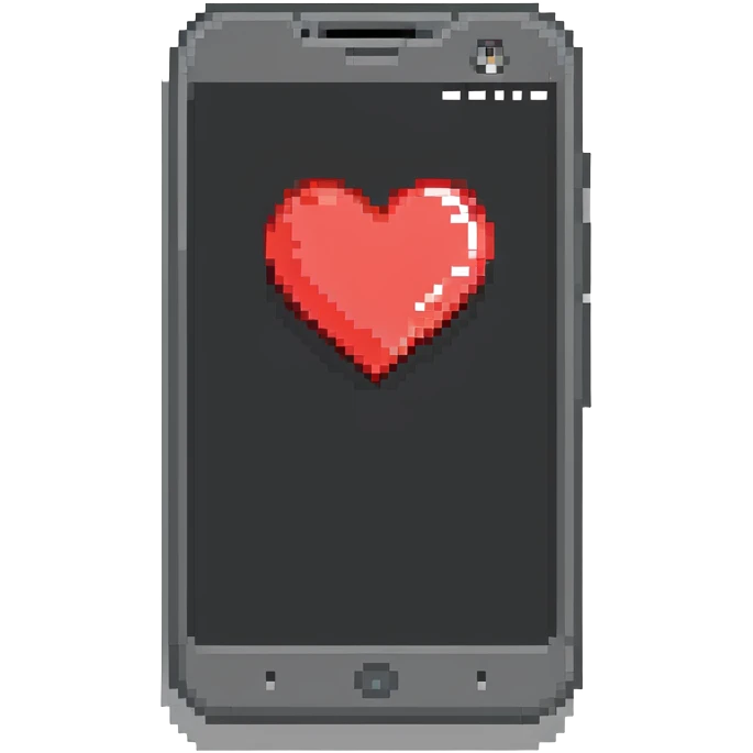smartphone with a big heart emoji
