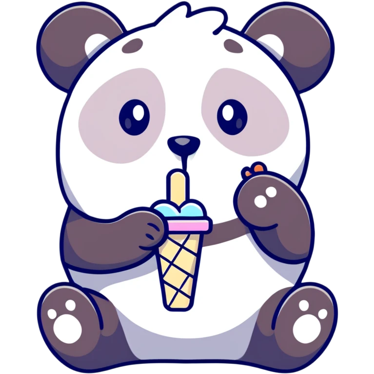 Panda eating ice cream emoji