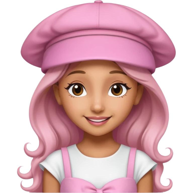 ariana grande wearing Pink Hat, white dress emoji