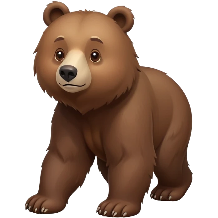 Minimalist brown bear walking on four paws, realistic features, simple design emoji