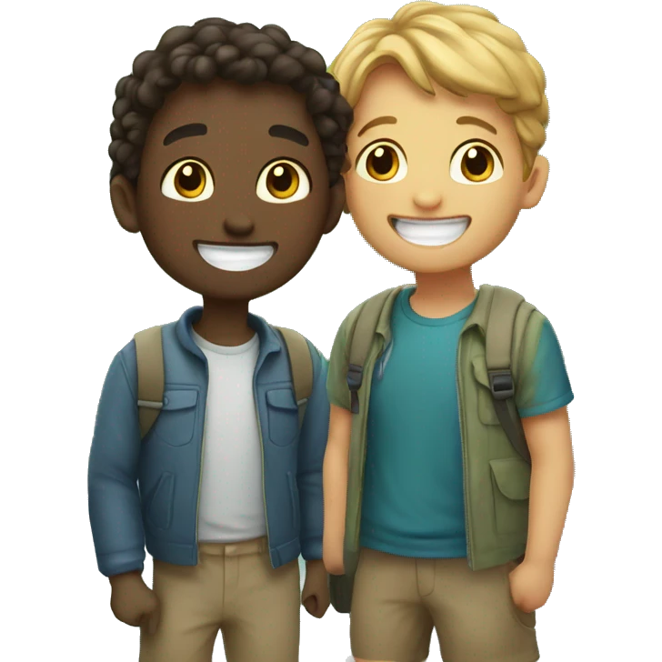 happy girl and boy outdoors emoji